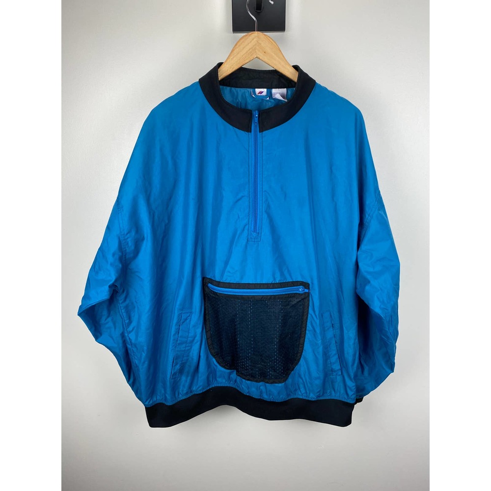 Pro Spirit Vintage Solid Blue 90s Windbreaker Full Zip Track Jacket - XL